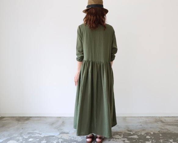 SALE 2wayＷガーゼギャザーワンピース ふわふわ厚みが2倍とろみダブルガーゼギャザーワンピース／厚手ダブル