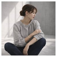 こだわりリネンギャザーブラウス／くったり柔らか上質なベルギーリネンギャザーブラウス／シルバーグレー