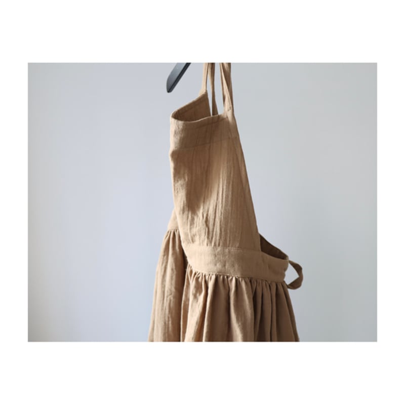 ＊ギャザーたっぷりエプロンワンピ/エプロンドレス/ダブルガーゼ/ハンドメイド＊ ふっくら厚さ2倍のとろみダブルガーゼのギャザーたっぷり