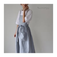 ふっくら厚さ2倍のとろみダブルガーゼのギャザーたっぷりエプロン／お出かけダブルガーゼエプロンワンピース／グレイッシュブルー