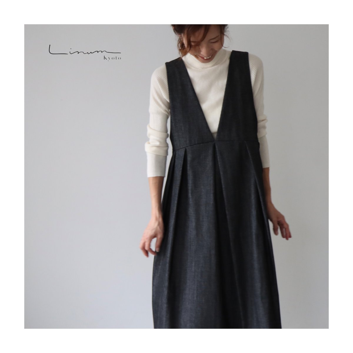 後ろ姿が綺麗な岡山県児島デニムワンピース／くったり8オンスソフト