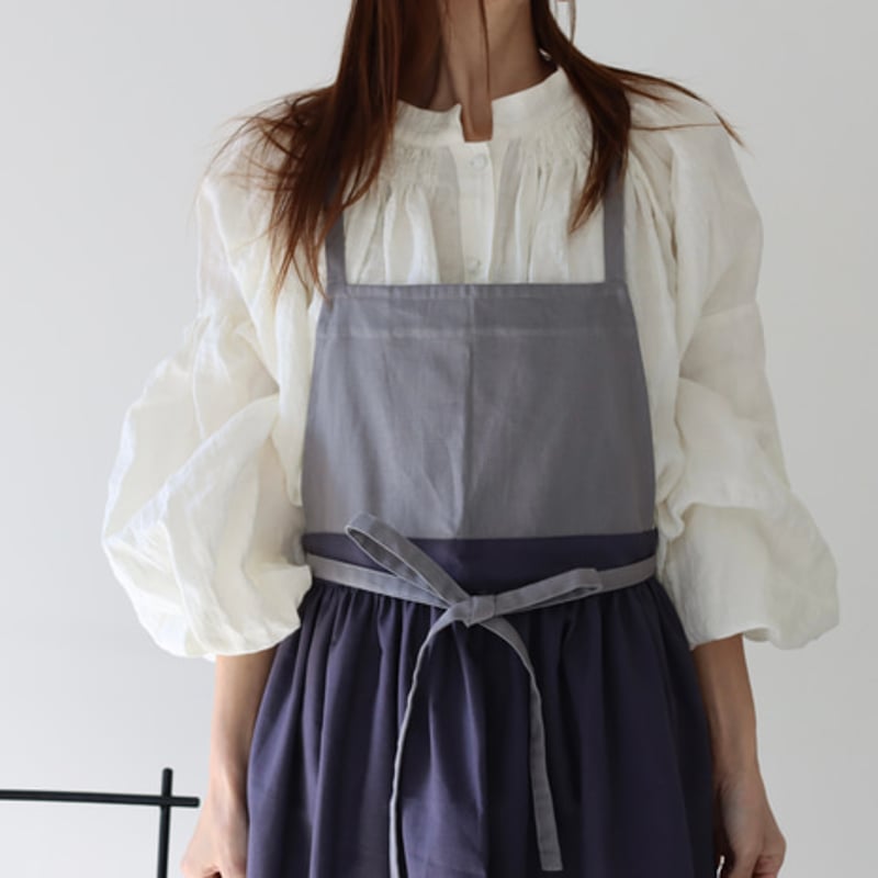 リネンエプロン】周りと差のつくそのままお出かけバイカラーコットン