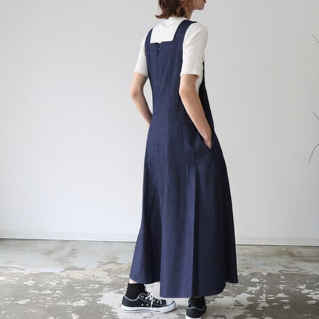 岡山県児島デニムジャンパースカートボリュームいっぱい8オンスソフトデニムワンピース／インディゴ／linum jean