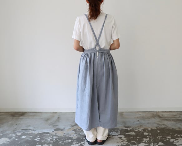 ふっくら厚さ2倍のとろみダブルガーゼのギャザーたっぷりエプロン