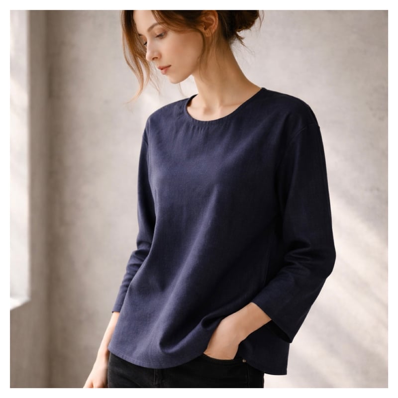 enfold デニム ブラウス カットソー ENFOLD（エンフォルド） 17SS バックオープンデニムシャツ 300AS330