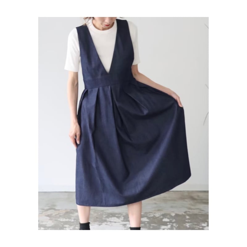 岡山県児島デニムジャンパースカート／8オンスくったりデニムで上品に