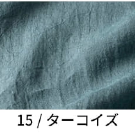 洗い込まれてふっくら肌触りのベルギーリネン×コットンリネンのシンプルなエプロン／ターコイズ×チャコール