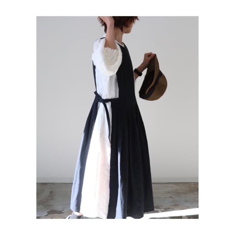 前後2wayリネンジャンパースカート／ハーフリネンワンピース／サイド