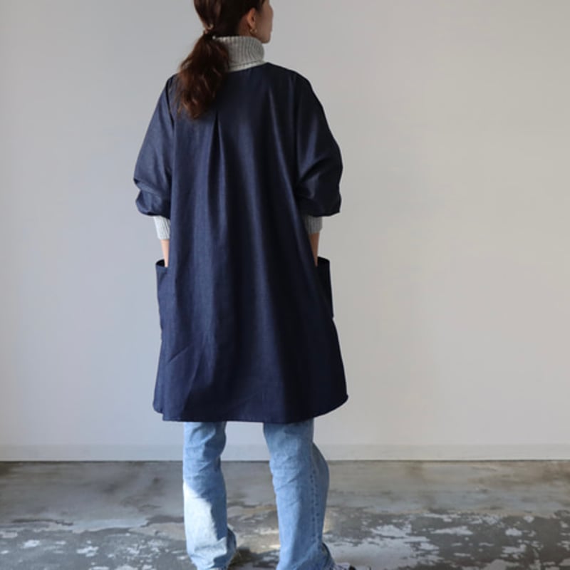ハンドメイド やわらかデニムの割烹着 Gathering MARTE – Bustier｜調節可能なデニムビスチェ Denim Tape エプロン・三角巾