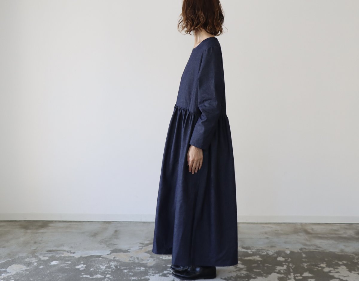岡山県児島デニムのたっぷりギャザーワンピース／ボリューム満点8
