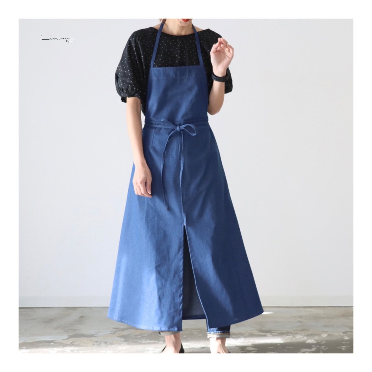 【最安値】∞日本未入荷∞★LAZY OAF★デニム☆エプロンドレス★ 岡山児島デニムで仕立てた、前スリット美シルエットライトオンス