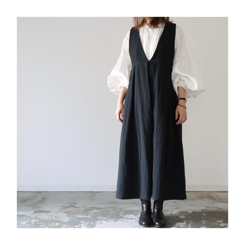 【美品】LIMI feu リミフゥ ジャンパースカート　ワンピース　S ふわふわ厚みが2倍とろみダブルガーゼの後ろ姿が綺麗な