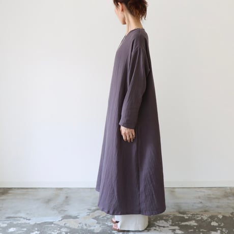 ふわふわ厚みが2倍／ゆったりリラックスワンピース／厚手ダブルガーゼワンピース／オーバーサイズ／ルームウェア／チャコール