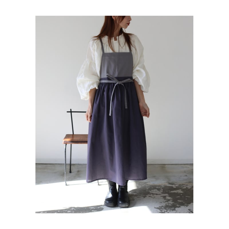 リネンエプロン】周りと差のつくそのままお出かけバイカラーコットン