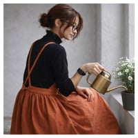 そのままお出かけリネンギャザーエプロン／コットンリネンエプロン／くすみパステルカラーのテラコッタ