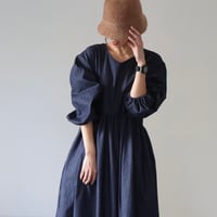 45R デニム ワンピース ギャザー インディゴ ギャザーショルダーデニムワンピース