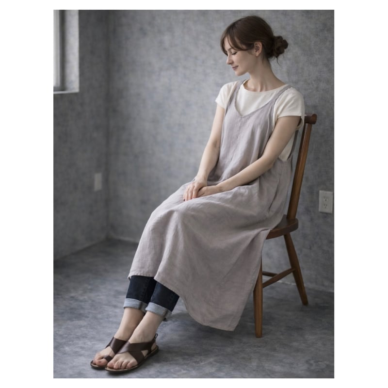 ふっくら厚み2倍のとろみダブルガーゼの 美シルエットAラインエプロン