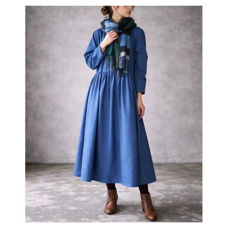 岡山県児島デニムのたっぷりギャザーワンピース／ボリューム満点8