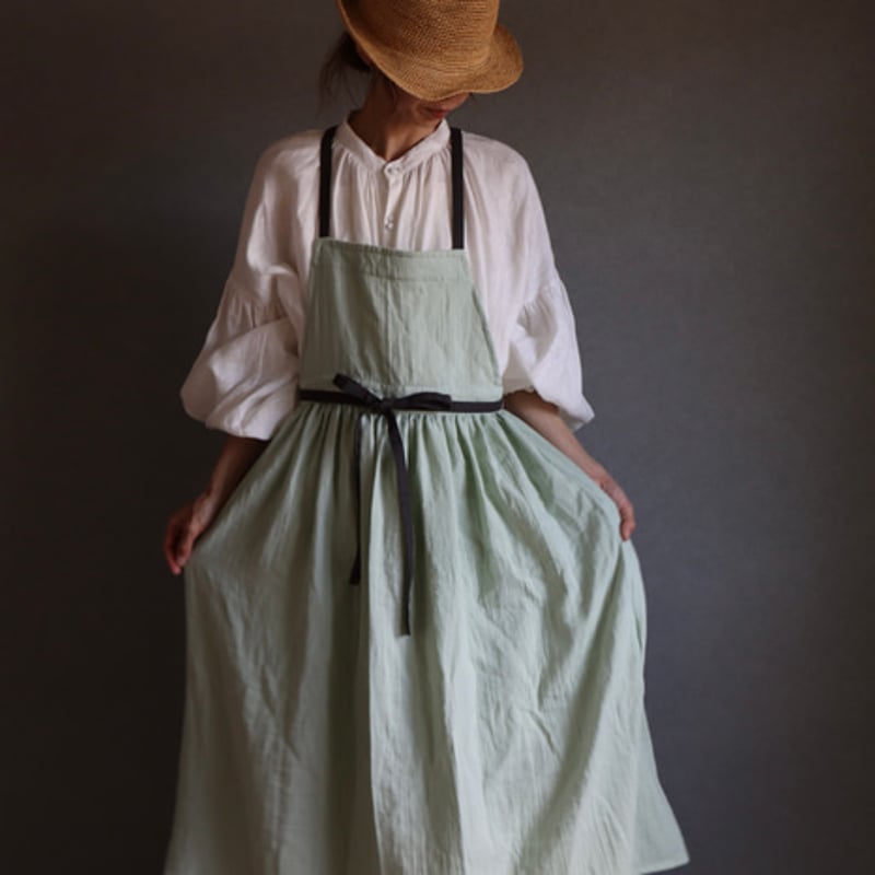 未使用★Gauze# ガーゼ ワークタブリエ　ワークエプロン コットンリネン 数量限定】tsumugi-te-×fog linen workリネンフルエプロン white