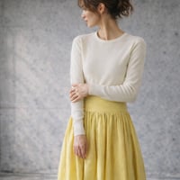 【全２２色】ふっくら厚み2倍のとろみダブルガーゼのギャザーカフェエプロン／バックリボンダブルガーゼエプロン／イエロー