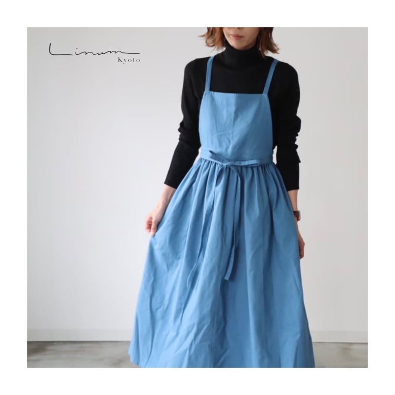 リネン　ハンドメイド　お好きなカラーで　エプロン そのままお出かけリネンギャザーエプロン／コットンリネンエプロン