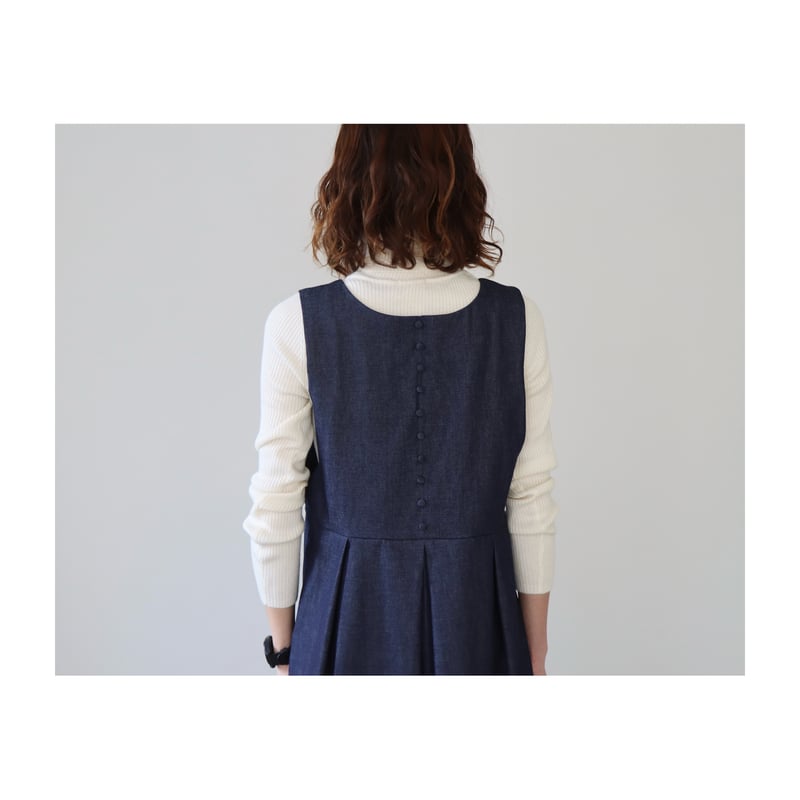 後ろ姿が綺麗な岡山県児島デニムワンピース／くったり8オンスソフト