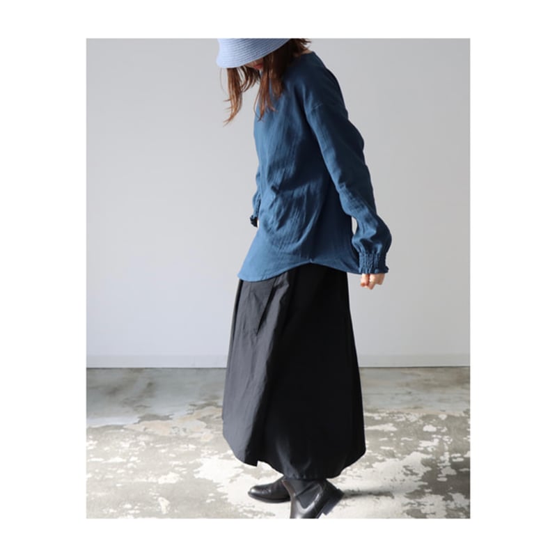 Heve シャーリングペプラムブラウス Fサイズ ライトブルー セール