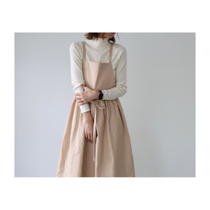 そのままお出かけリネンギャザーエプロン／コットンリネンエプロン