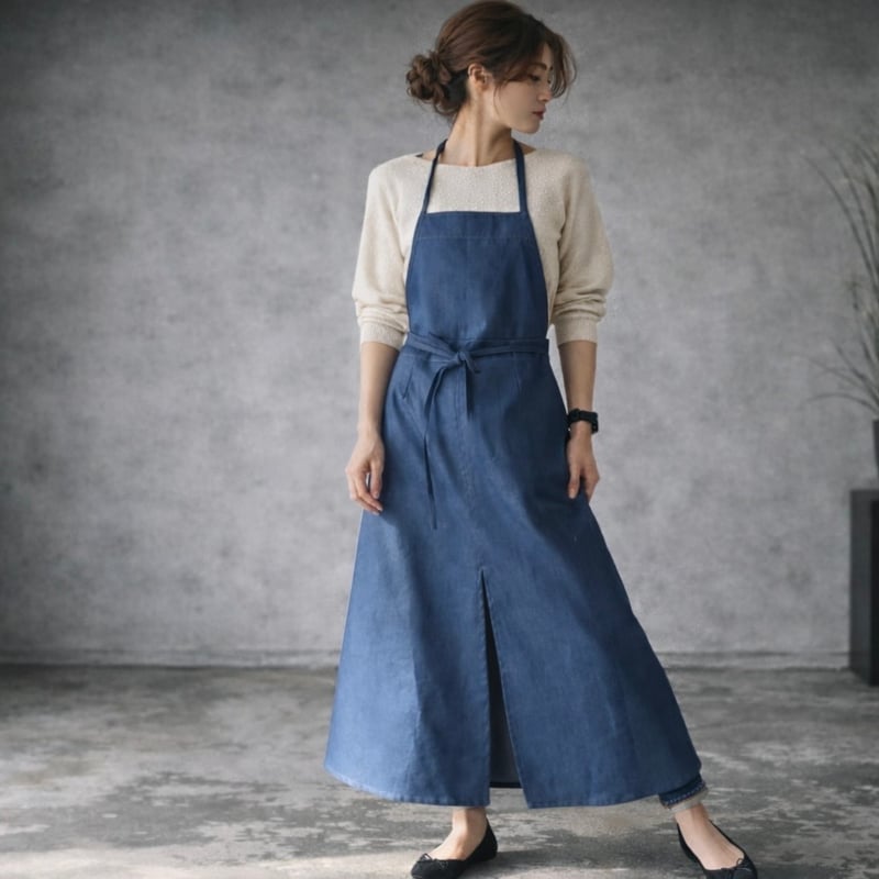 岡山児島デニムで仕立てた、前スリット美シルエットライトオンスソフト