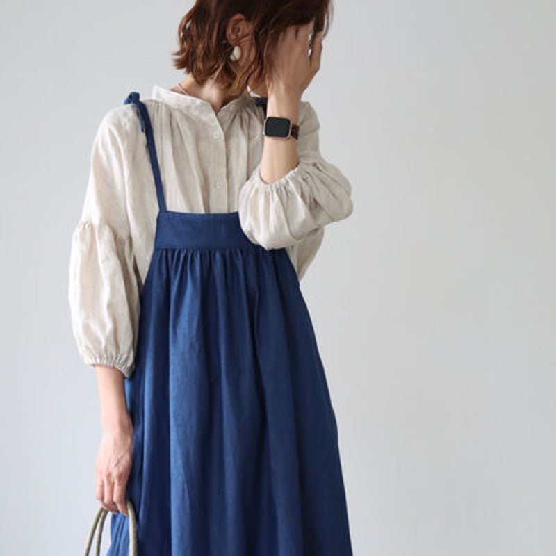 岡山県児島デニムエプロンワンピース／お洒落に過ごす8オンスソフト