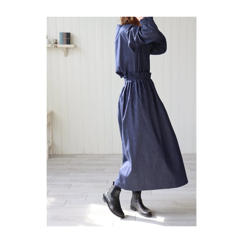ハンドメイドギャザースカート（児島デニム　リネン混） fit=scale-down,w=1200