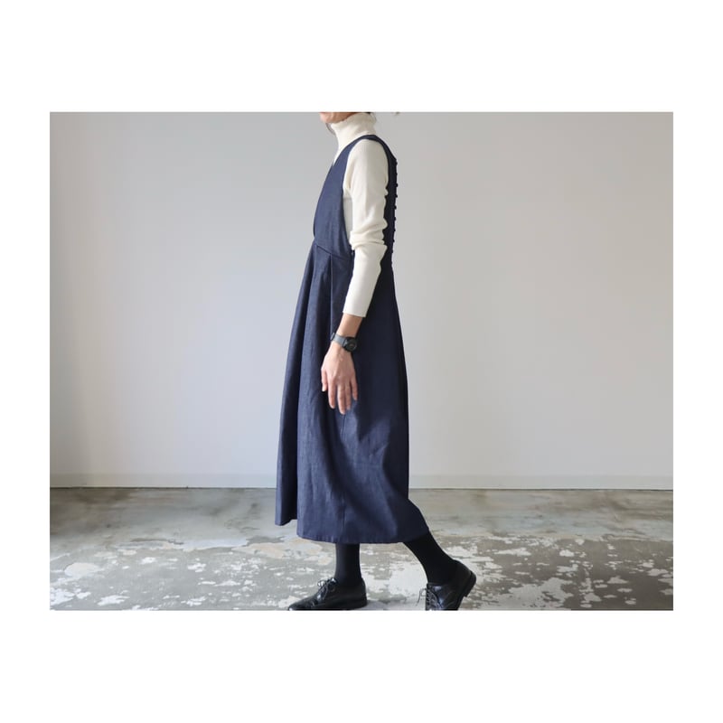 後ろ姿が綺麗な岡山県児島デニムワンピース／くったり8オンスソフト