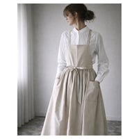 そのままお出かけリネンギャザーエプロン／おうち時間もお洒落に過ごすコットンリネンエプロン／クリームベージュ