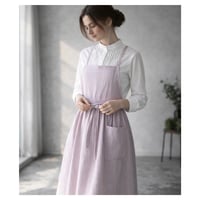 ふっくら厚さ2倍のとろみダブルガーゼのギャザーたっぷりエプロン／お出かけダブルガーゼエプロンワンピース／ドーンピンク