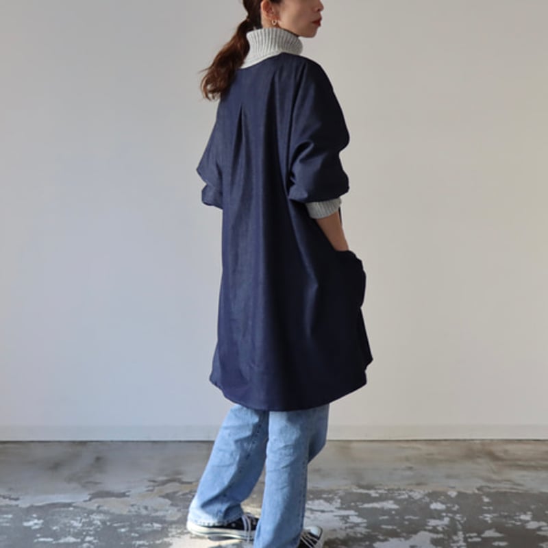 岡山児島デニムで魅せる、割烹着／8オンスくったりソフトデニム