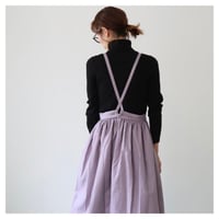 そのままお出かけリネンギャザーエプロン／コットンリネンエプロン／お洒落エプロン／秋色カラーのスモーキーパンジー
