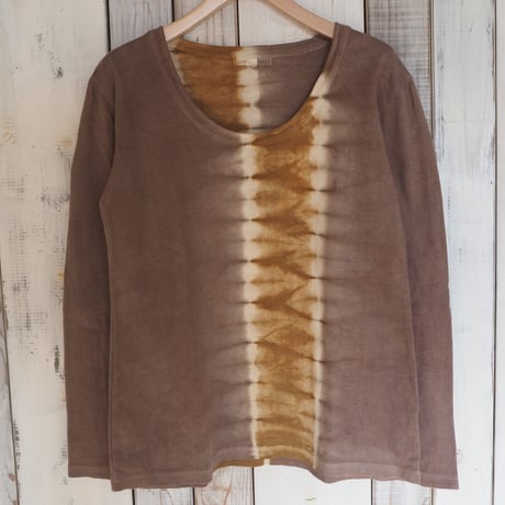 Lotus Heart U-neck  Long Sleeve Tee SHirts（枇杷×栗）