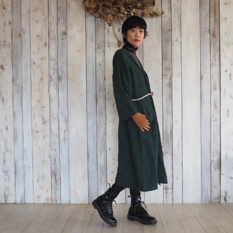 Brushed Linen Haori with string belt（栗×ユーカリ×インド藍）