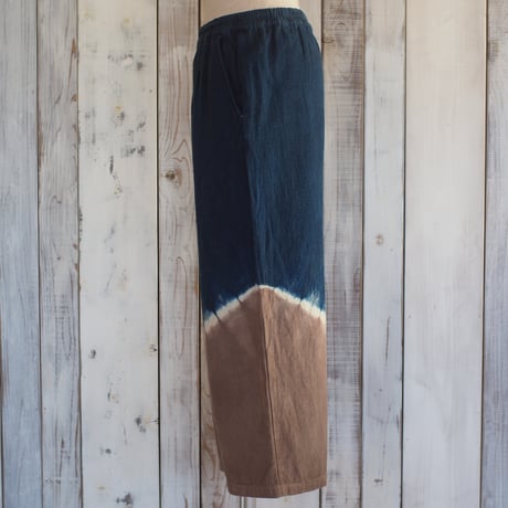A HOPE HEMP Flannel Straight Easy Pants(枇杷×たで藍）