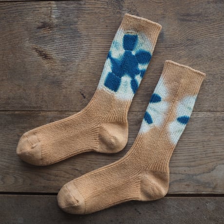 【New】Rib Wool  Socks（枇杷×たで藍）