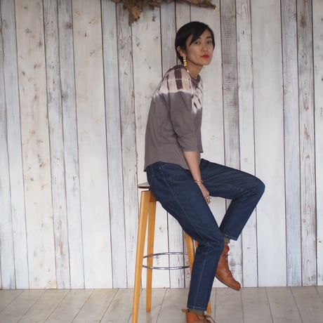A HOPE HEMP Raglan 3/4 Sleeve Tee(S)（たで藍×コチニール）
