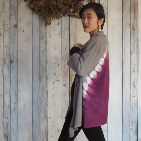 A HOPE HEMP Gathered 3/4 Cardigan（たで藍×コチニール）