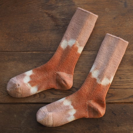 Rib Wool  Socks（枇杷×黒文字）