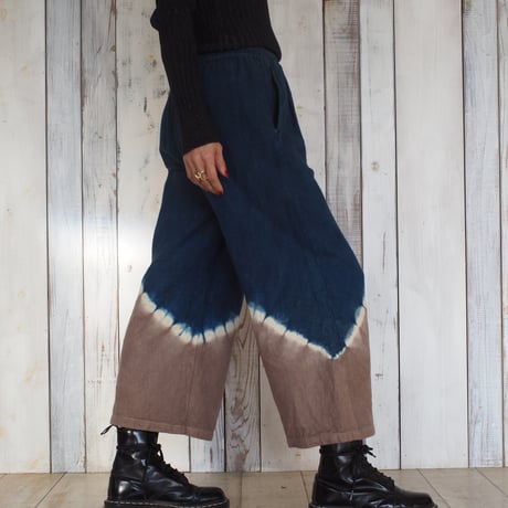 A HOPE HEMP Flannel Straight Easy Pants(枇杷×たで藍）