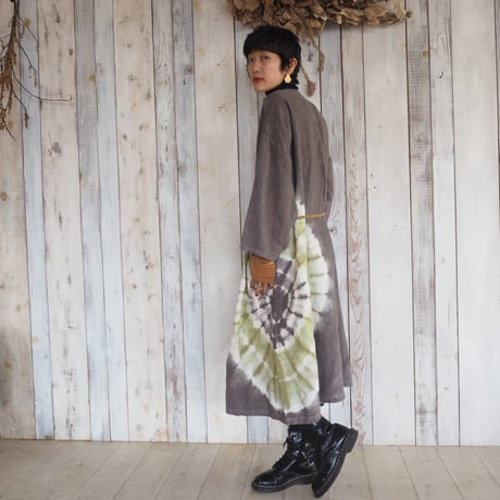 Brushed Linen Haori with string belt（蓬×たで藍）