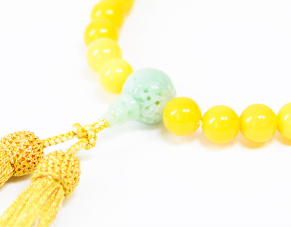 乳琥珀 本翡翠仕立 男性用片手念珠 一点物 | 平野屋清太郎商店