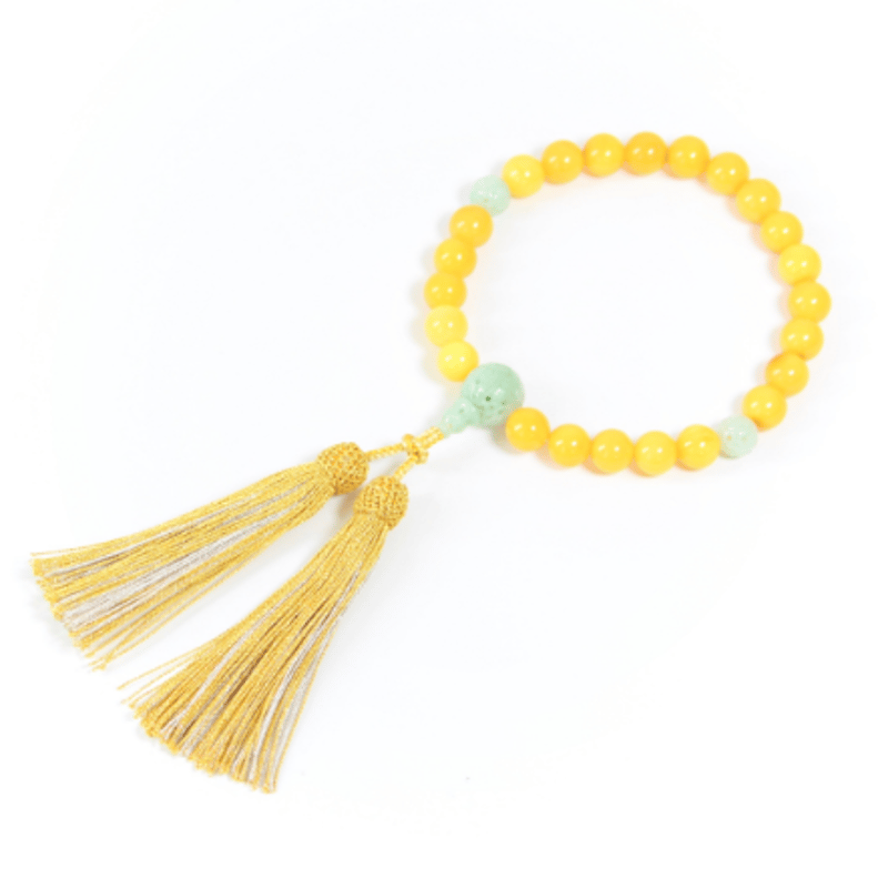 乳琥珀 本翡翠仕立 男性用片手念珠 一点物 | 平野屋清太郎商店