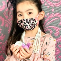 I SPARK・kids  Mask  （子ども用　立体マスク）K-14 ピンクヒョウ×小花切り替え