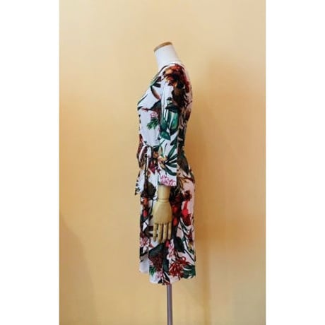 Mesmerize  カシュクール　ジャージーワンピース　T-1239  WH/ボタニカル