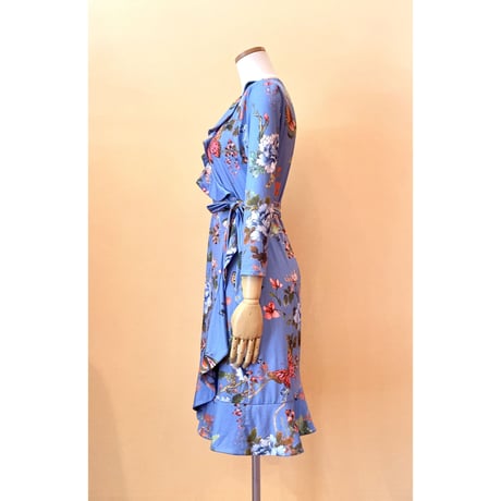 HALEBOB ジャージーガウン ワンピース   T-328 BL/花